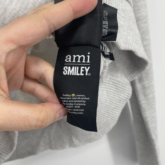 Ami Paris Alexandre Mattiusi Smiley patch crewneck pullover medium Heather grey - Picture 10 of 16